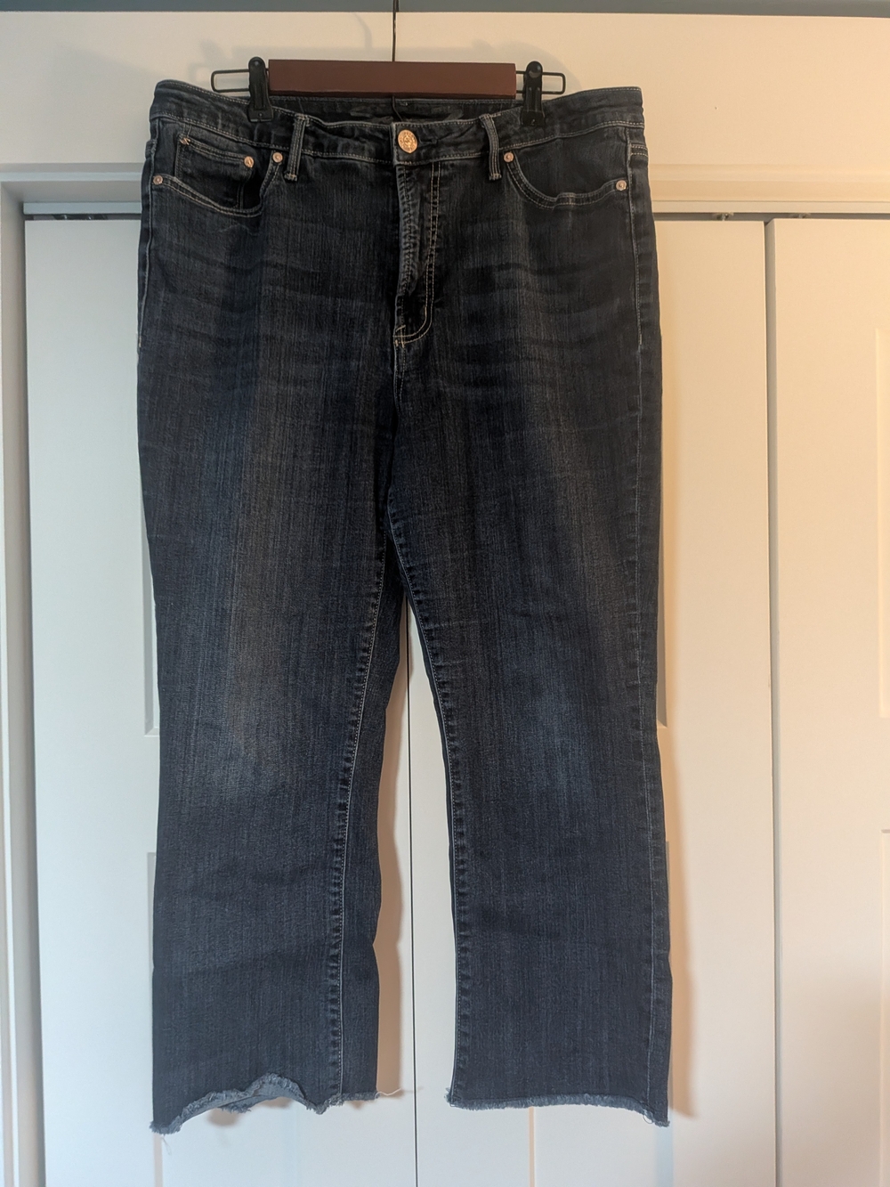 Silver Jeans Womens Straight Leg Rough Hem Size 16 Blue Denim Mid Rise Pants